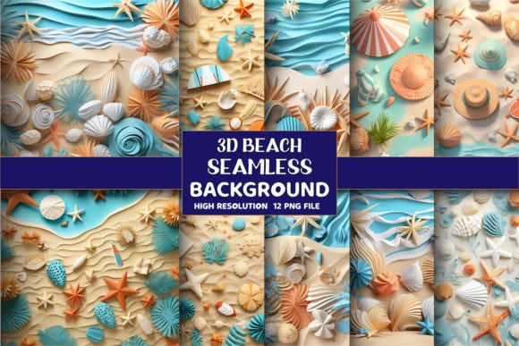 3D Beach Life Seamless Backgrounds: Versatile Digital Assets
