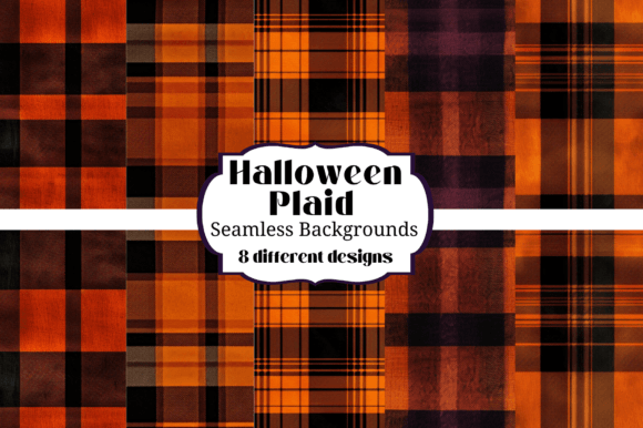 Bring Cozy, Spooky Vibes with Halloween Plaid Seamless Backgrounds