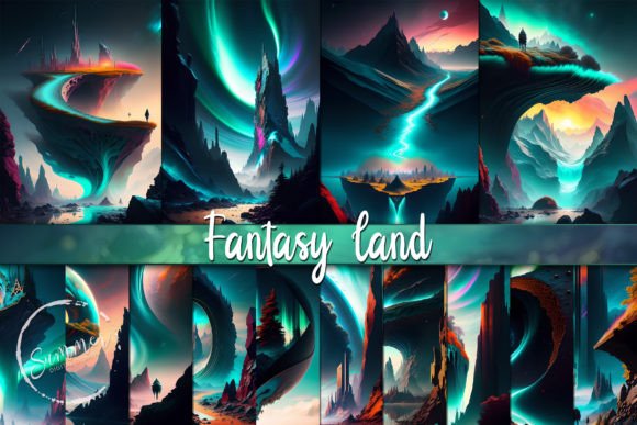 Bring Enchantment to Your Projects with Whimsical Teal Fantasy Land Backgrounds