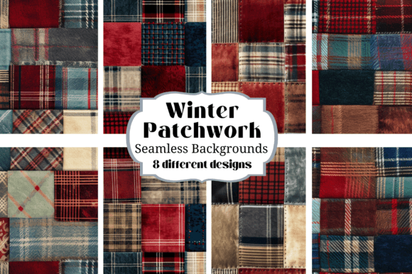 Cozy Winter Patchwork Plaid Quilt Backgrounds for Your Designs