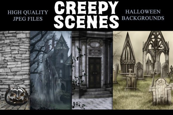 Creepy Scenes Halloween Backgrounds for Photo Editing