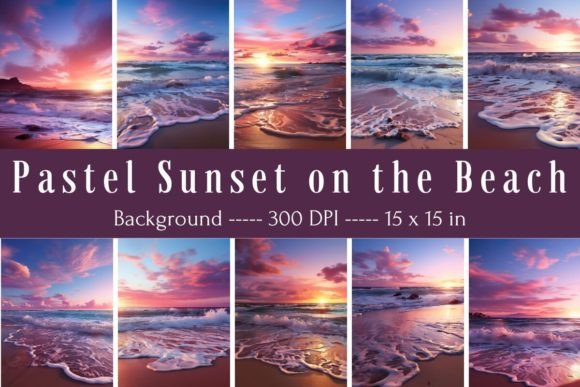 Pastel Sunset on the Beach Backgrounds: A Dreamy Design Asset