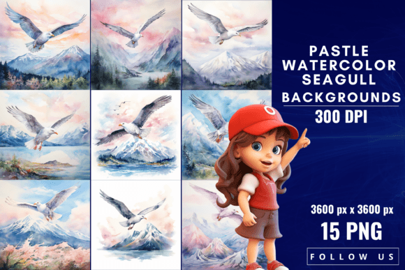 Pastel Watercolor Seagull Backgrounds: A Designer's Coastal Muse