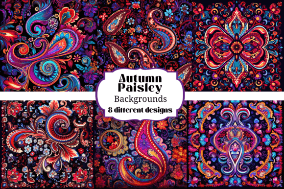 Rich, Detailed Autumn Paisley Backgrounds Illustrations