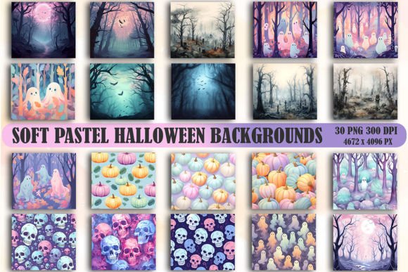 Soft Pastel Halloween Backgrounds: Sweet & Spooky Design Assets