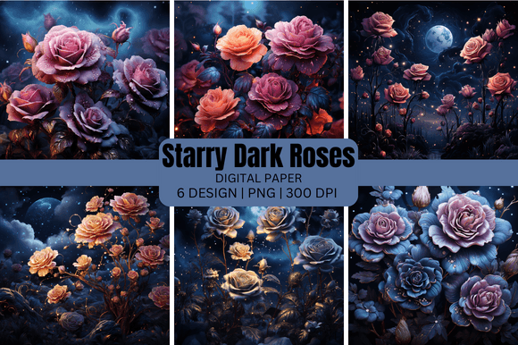 Unlock Moody Elegance with Starry Dark Roses Backgrounds