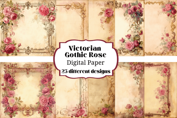 Victorian Gothic Rose Backgrounds: Dark Romance for Modern Crafts