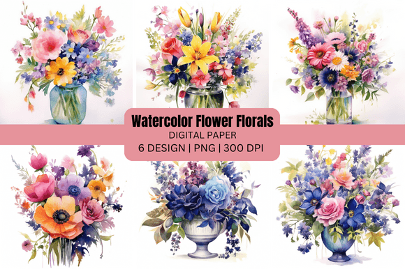 Watercolor Flower Florals Backgrounds for Creative Projects