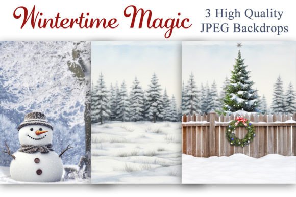 Wintertime Magic V1 Digital Backgrounds: 3 High-Quality Backdrops